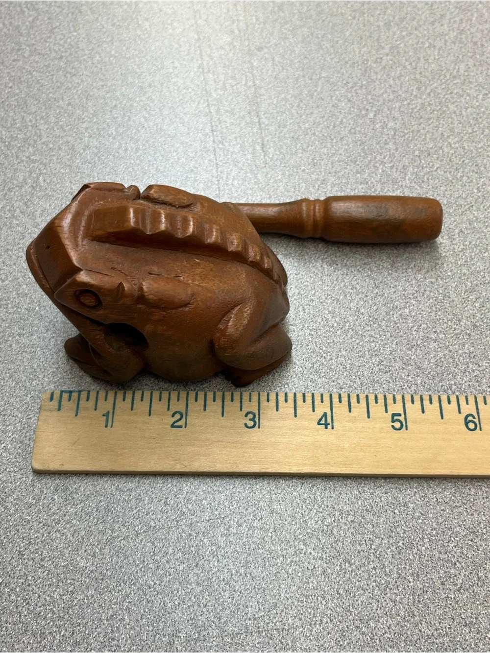 Hand Carved Wooden Frog Guiro Percussion Instrument Thailand w/ Striker
